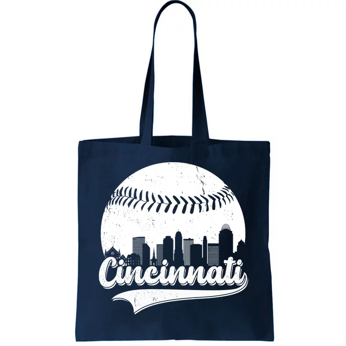 Cincinnati Baseball City Skyline Tote Bag