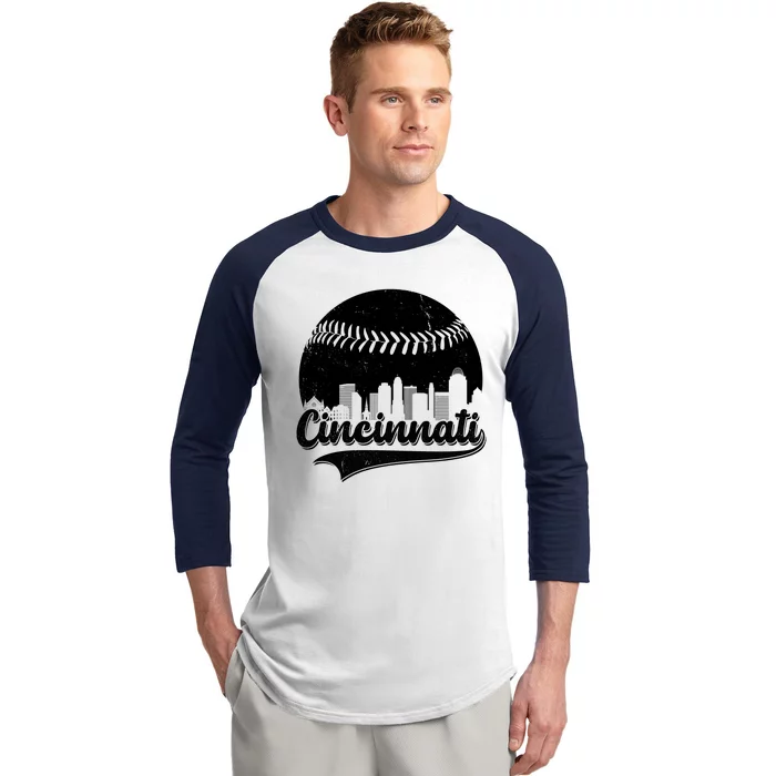 Cincinnati Baseball City Skyline Baseball Sleeve Shirt