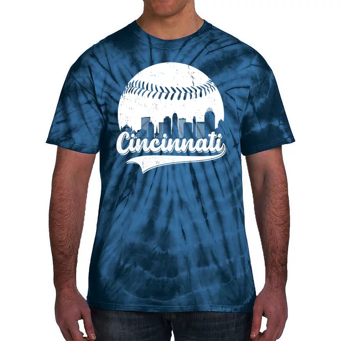 Cincinnati Baseball City Skyline Tie-Dye T-Shirt