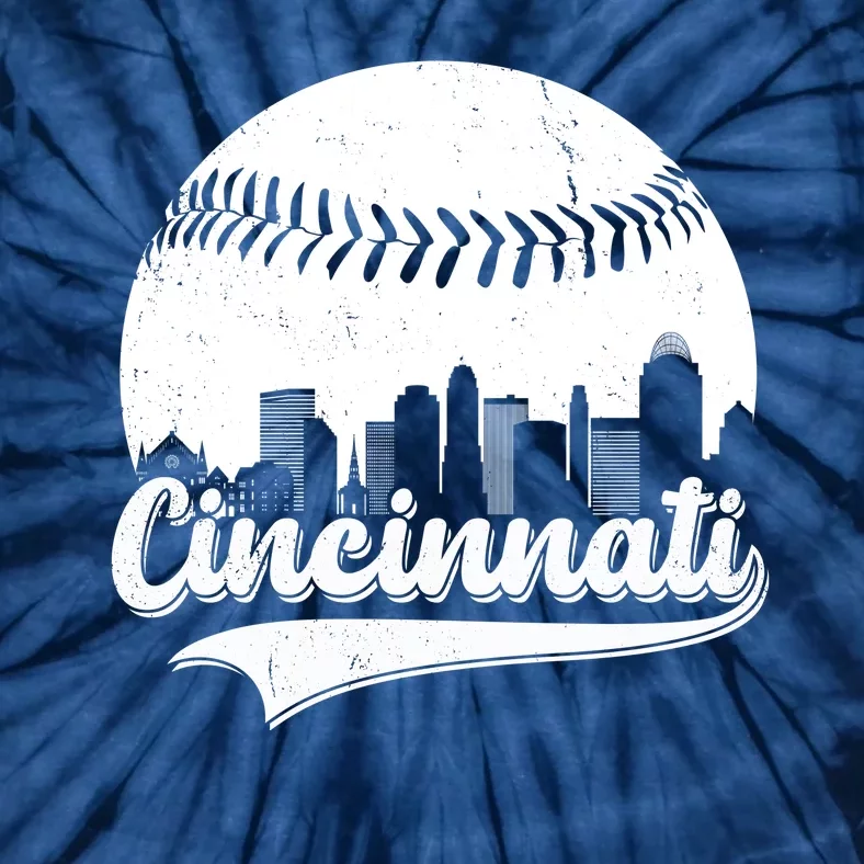 Cincinnati Baseball City Skyline Tie-Dye T-Shirt