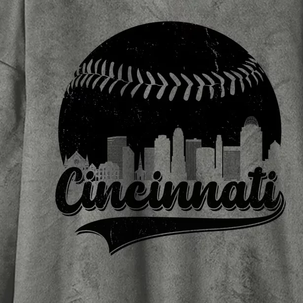 Cincinnati Baseball City Skyline Hooded Wearable Blanket