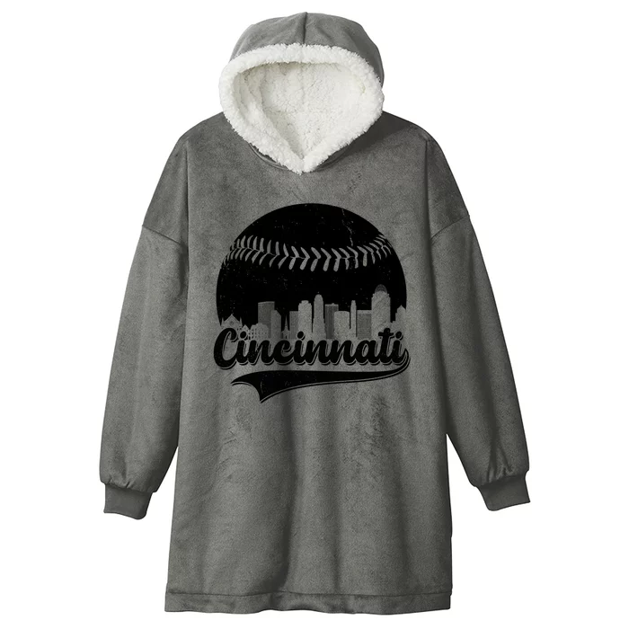 Cincinnati Baseball City Skyline Hooded Wearable Blanket