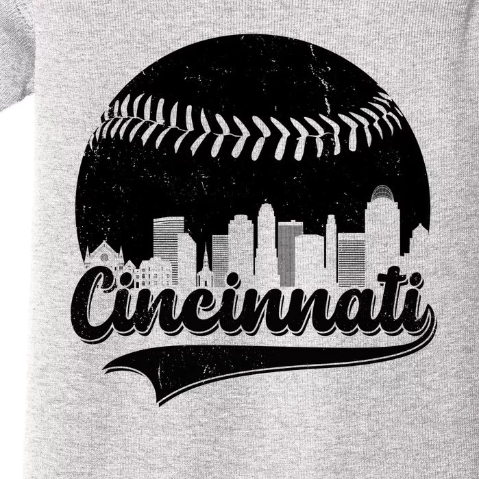 Cincinnati Baseball City Skyline Baby Bodysuit