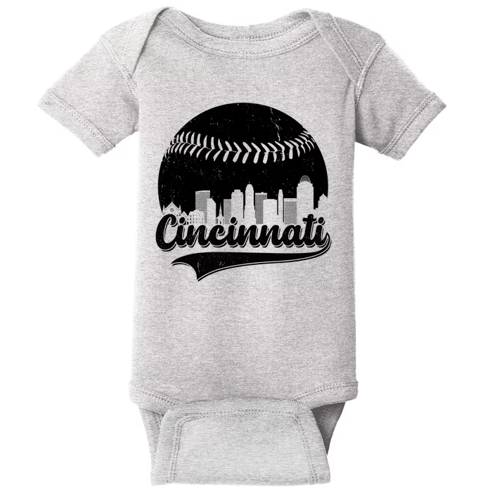 Cincinnati Baseball City Skyline Baby Bodysuit