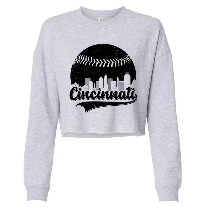 Cincinnati Baseball City Skyline Cropped Pullover Crew