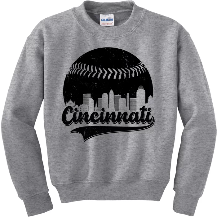 Cincinnati Baseball City Skyline Kids Sweatshirt