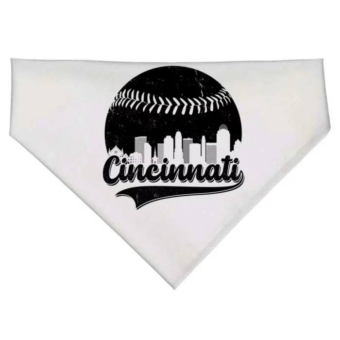 Cincinnati Baseball City Skyline USA-Made Doggie Bandana