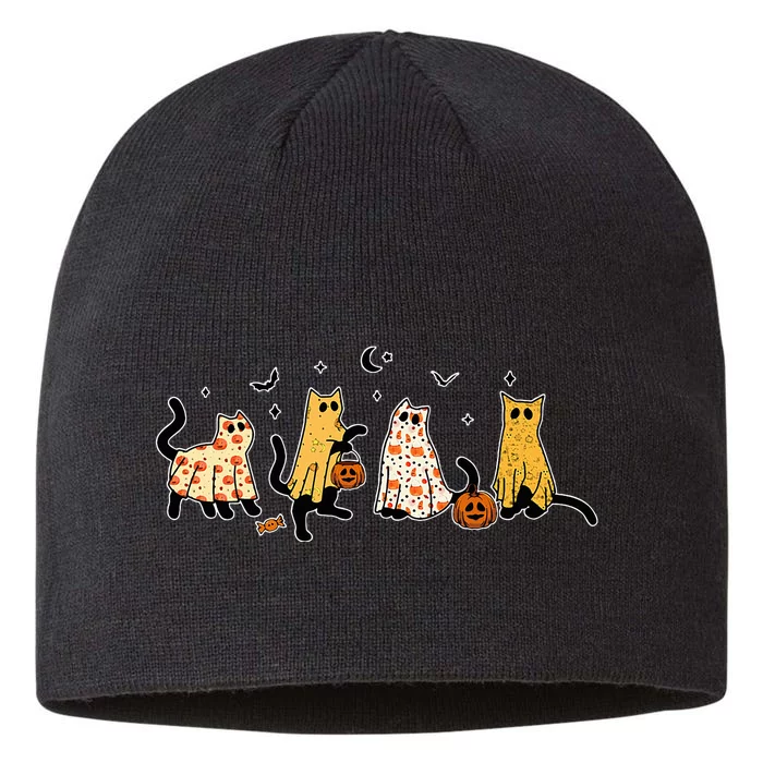 Cute Black Cats In Ghost Costume Halloween 8 1/2in Sustainable Knit Beanie