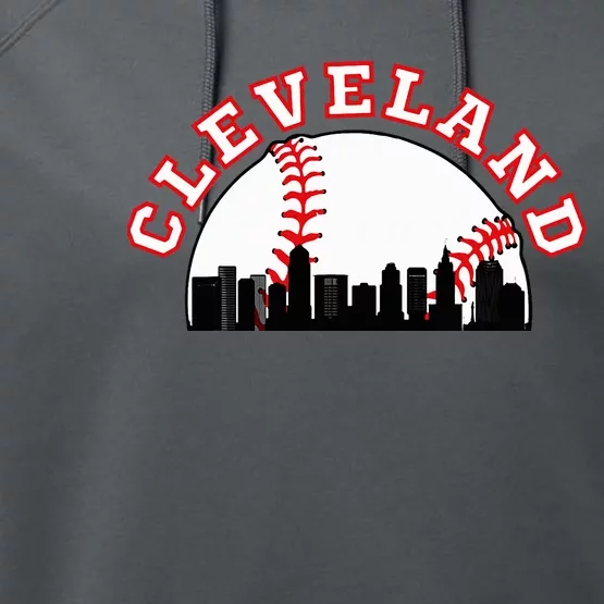 Cleveland Baseball Cleveland Oh Cityscape Cle Skyline Performance Fleece Hoodie