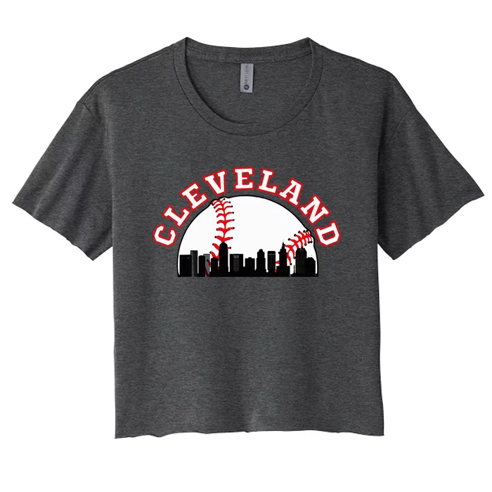 Cleveland Baseball Cleveland Oh Cityscape Cle Skyline Women's Crop Top Tee