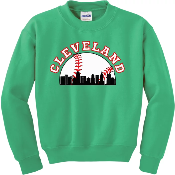 Cleveland Baseball Cleveland Oh Cityscape Cle Skyline Kids Sweatshirt