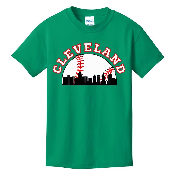 Cleveland Baseball Cleveland Oh Cityscape Cle Skyline Kids T-Shirt