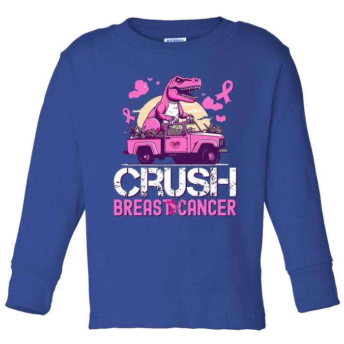 Crush Breast Cancer Awareness Monster Truck Toddler Long Sleeve Shirt