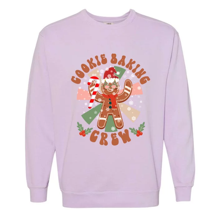 Cookie Baking Crew Groovy Retro Christmas Matching Family Gift Garment-Dyed Sweatshirt