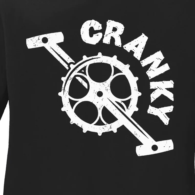 Cranky Bicycle Crank Cool Bike Rider Builder Ladies Long Sleeve Shirt