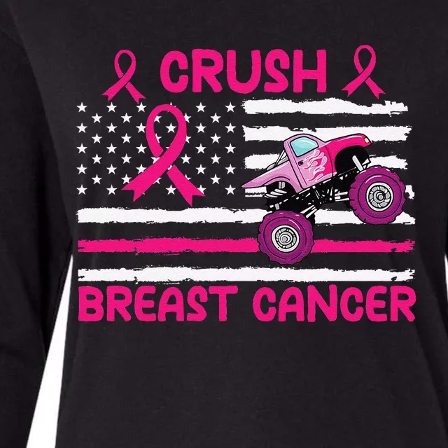 Crush Breast Cancer Awareness Monster Pin.K Monster Truck Womens Cotton Relaxed Long Sleeve T-Shirt