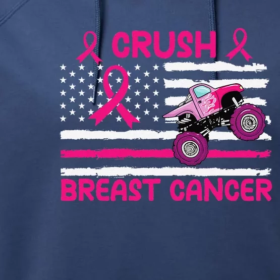 Crush Breast Cancer Awareness Monster Pin.K Monster Truck Performance Fleece Hoodie