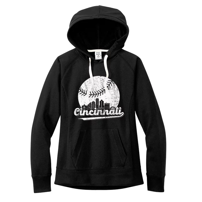 Cincinnati Baseball Classic Retro Vintage Women's Fleece Hoodie