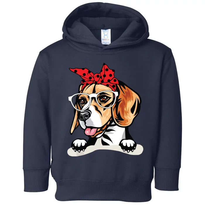 Cute Beagle Christmas Red Plaid Headband And Glasses Toddler Hoodie