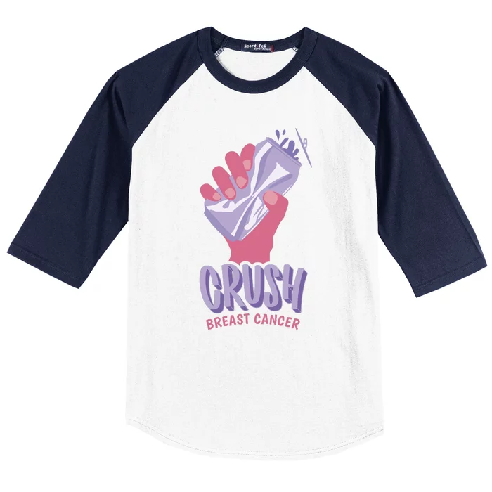 Crush Breast Cancer Can Baseball Sleeve Shirt