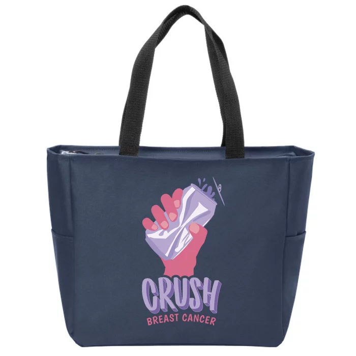 Crush Breast Cancer Can Zip Tote Bag