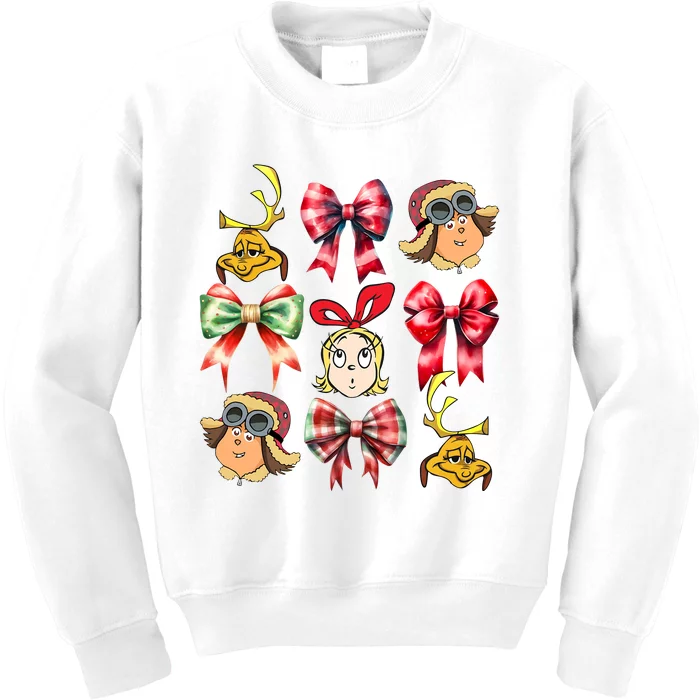 Coquette Bow Cindy Lou Who Max Dog Ozzy Green Season Kids Sweatshirt