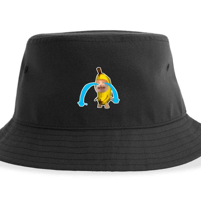 Crying Banana Cat Meme Sustainable Bucket Hat