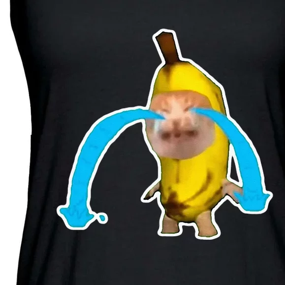 Crying Banana Cat Meme Ladies Essential Flowy Tank