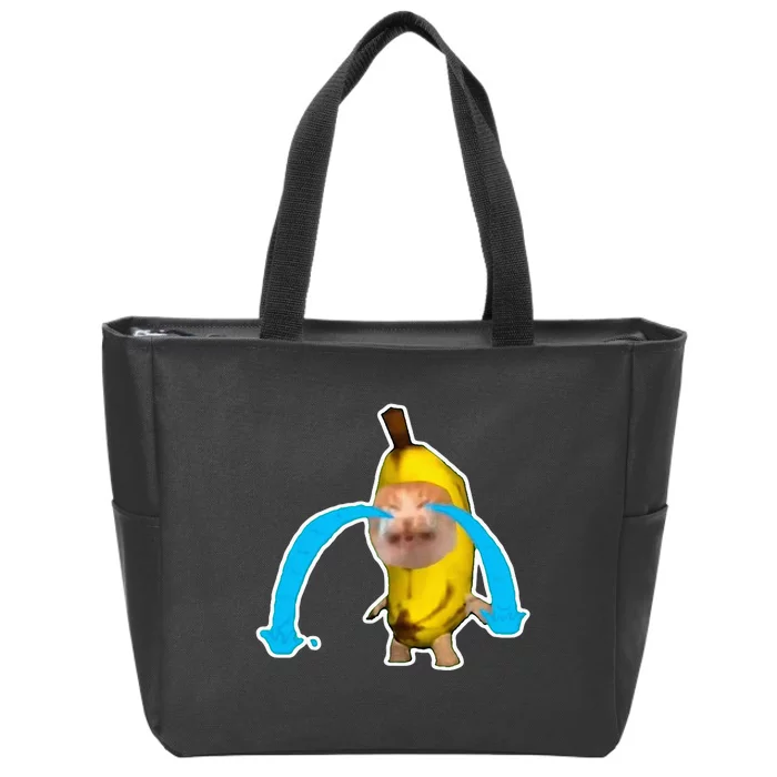 Crying Banana Cat Meme Zip Tote Bag