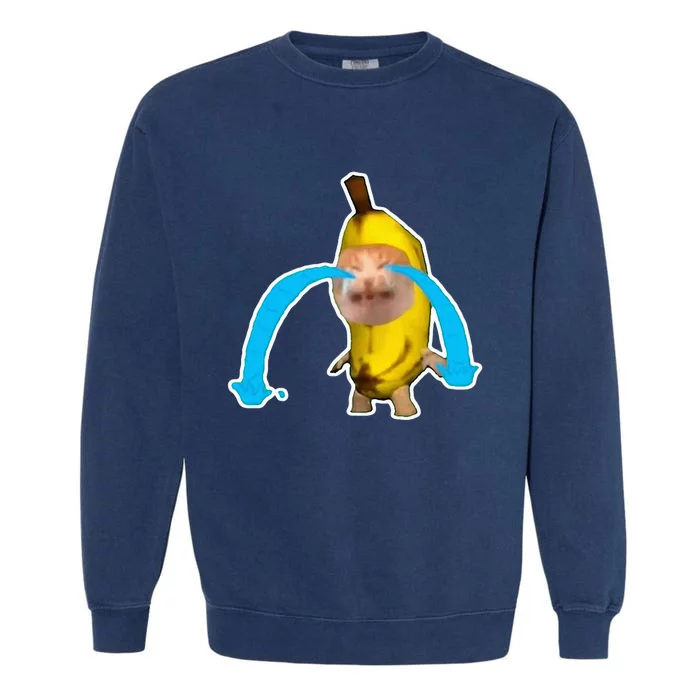 Crying Banana Cat Meme Garment-Dyed Sweatshirt