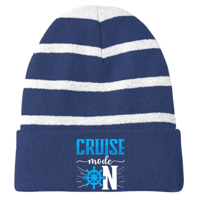 Cruising Boat Cruise Mode On Cruise Ship Striped Beanie with Solid Band