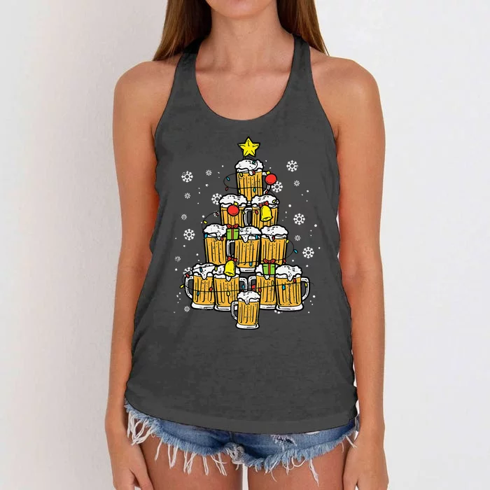 Craft Beer Christmas Tree Ornament for Beer Enthusiast Women's Knotted Racerback Tank