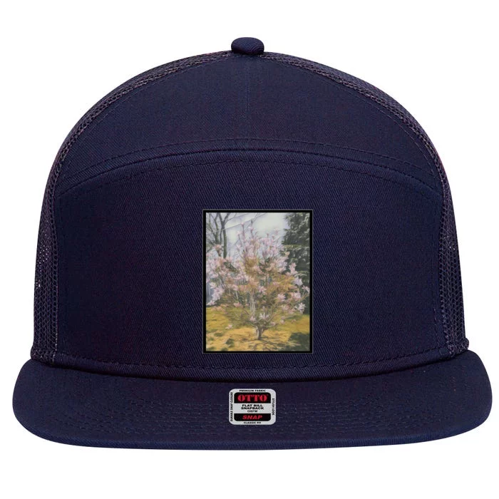 Cherry Blossoms 7 Panel Mesh Trucker Snapback Hat