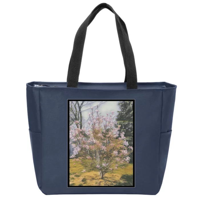 Cherry Blossoms Zip Tote Bag