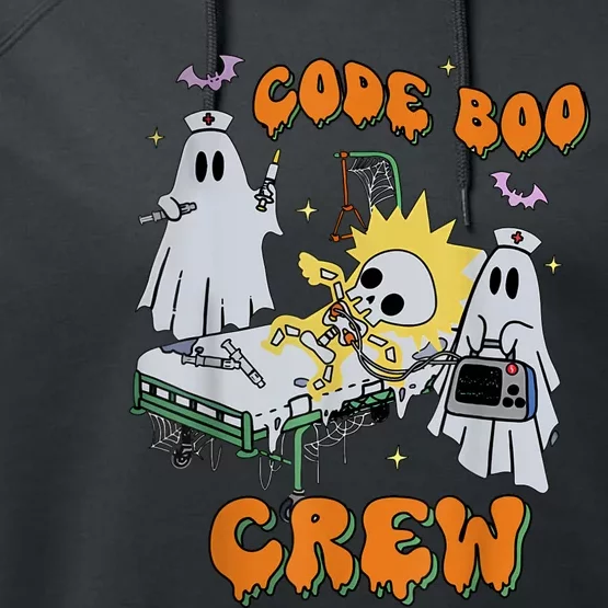 Code Boo Crew Funny Ghost Nurse Halloween Costume Nursing Performance Fleece Hoodie