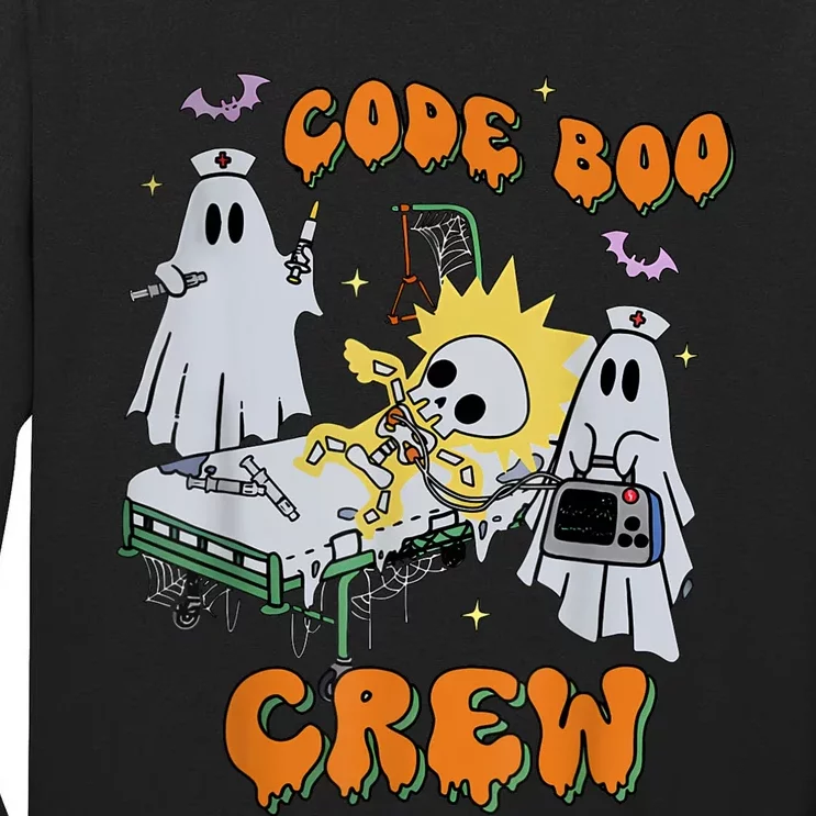 Code Boo Crew Funny Ghost Nurse Halloween Costume Nursing Tall Long Sleeve T-Shirt