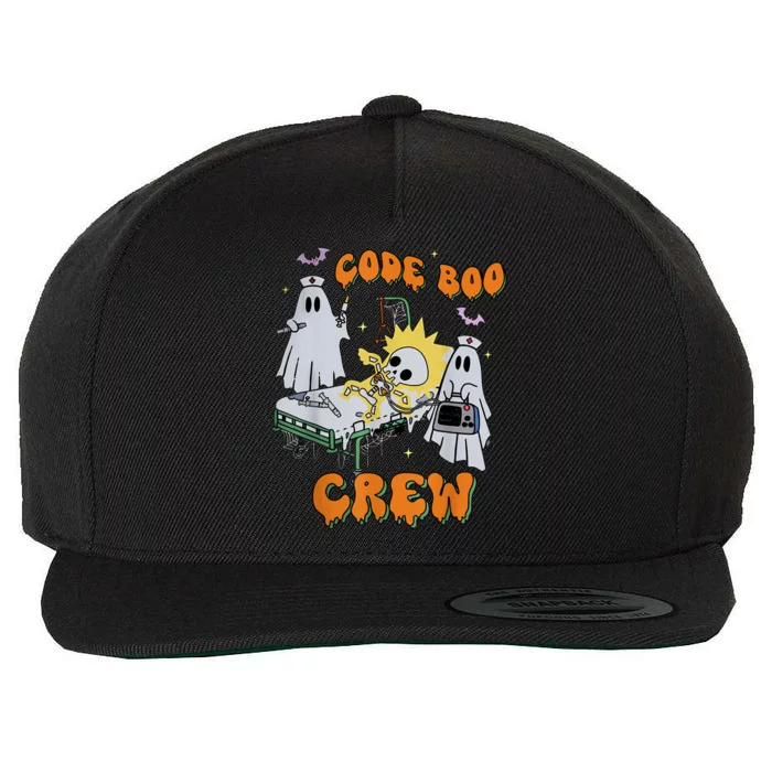 Code Boo Crew Funny Ghost Nurse Halloween Costume Nursing Wool Snapback Cap