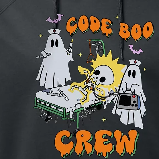 Code Boo Crew Funny Ghost Nurse Halloween Costume Nursing Performance Fleece Hoodie