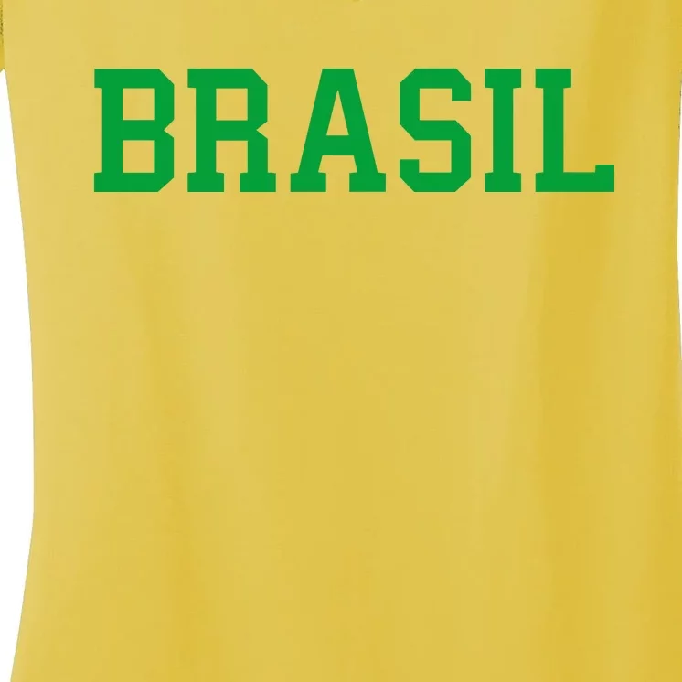 Cool Brasil Country Soccer Name Women's V-Neck T-Shirt