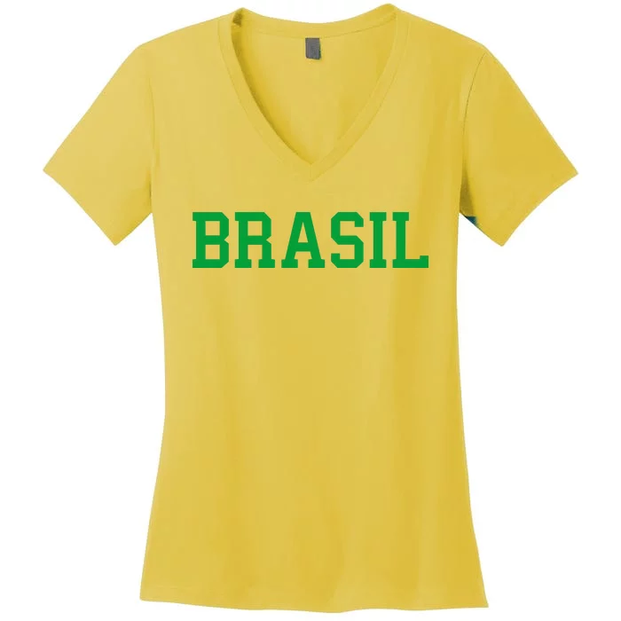 Cool Brasil Country Soccer Name Women's V-Neck T-Shirt