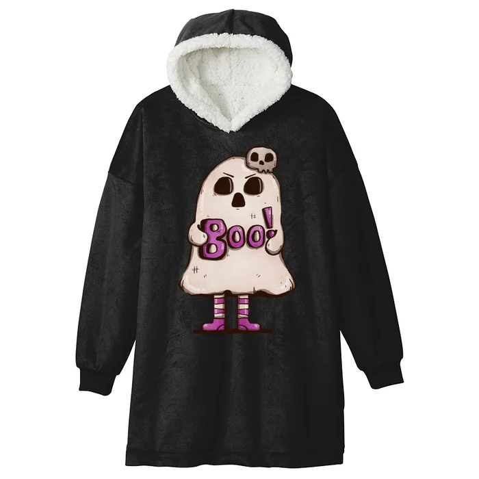 Cute Boo Creepy Scary Skull Skeleton Hooded Wearable Blanket