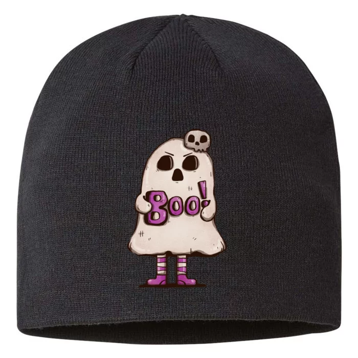 Cute Boo Creepy Scary Skull Skeleton 8 1/2in Sustainable Knit Beanie