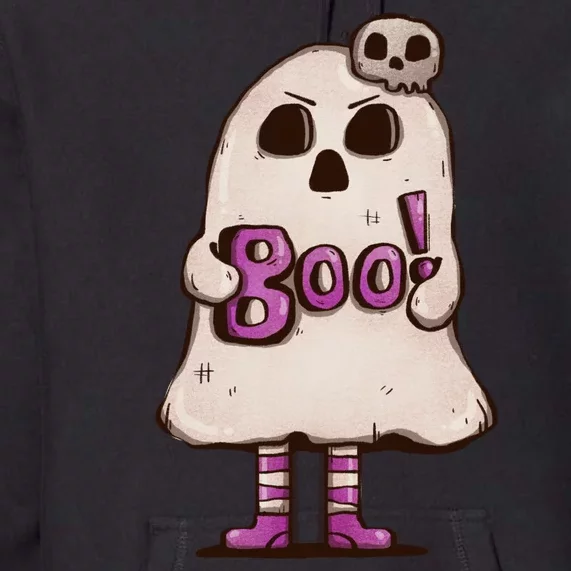 Cute Boo Creepy Scary Skull Skeleton Premium Hoodie