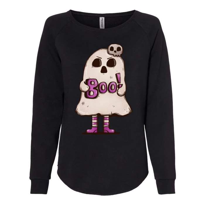 Cute Boo Creepy Scary Skull Skeleton Womens California Wash Sweatshirt