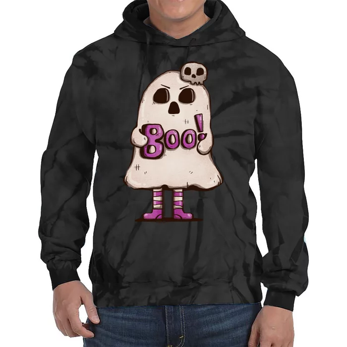 Cute Boo Creepy Scary Skull Skeleton Tie Dye Hoodie