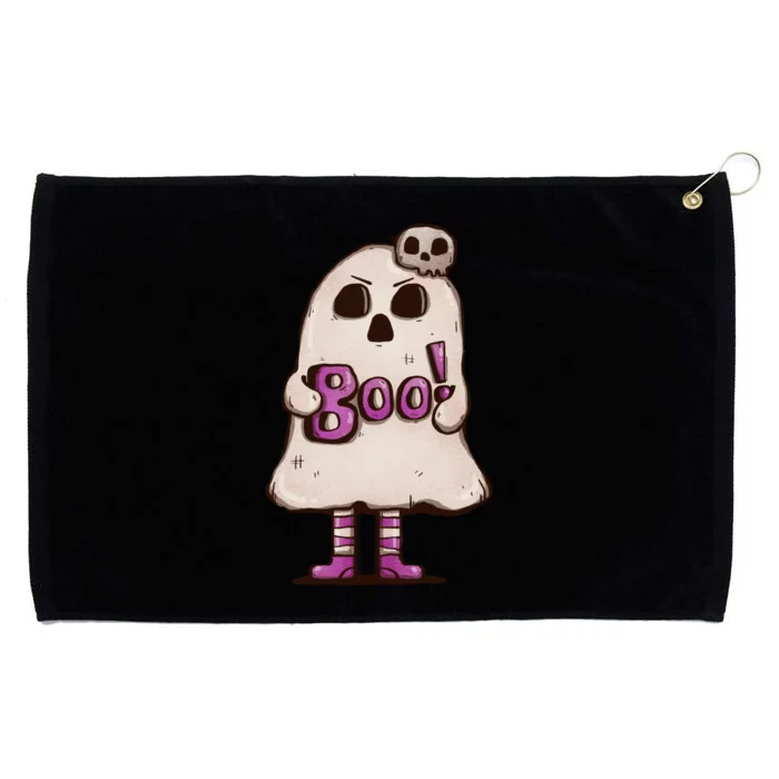 Cute Boo Creepy Scary Skull Skeleton Grommeted Golf Towel