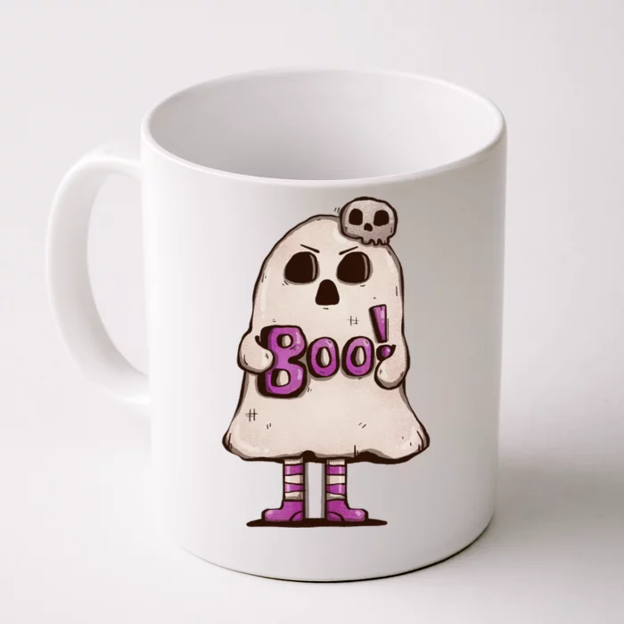 Cute Boo Creepy Scary Skull Skeleton Front & Back Coffee Mug