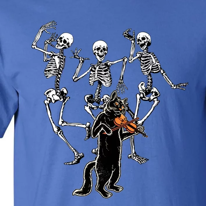 Creepy Black Cat And Dancing Skeleton Dance Of The Death Gift Tall T-Shirt