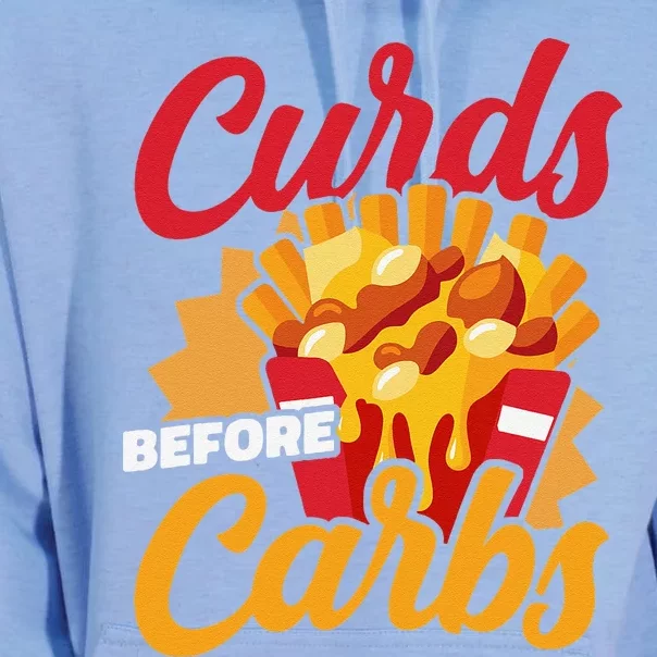 Curds Before Carbs Cheddar Cheese Curd Fast Food Snack Unisex Surf Hoodie