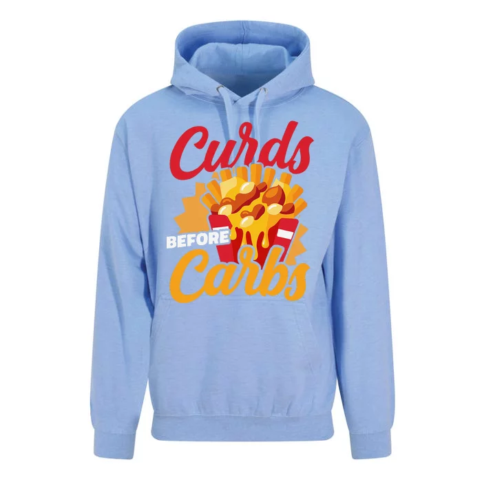 Curds Before Carbs Cheddar Cheese Curd Fast Food Snack Unisex Surf Hoodie